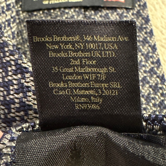Brooks Brothers Made in USA Tie Navy Blue Gray Weave 100% Italian Silk - Picture 5 of 6